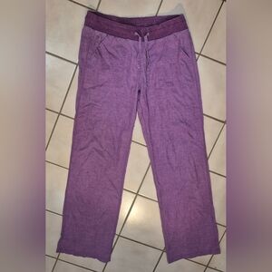 prAna “Breathe” Linen Blend Drawstring Pants — Heathered Purple | Size XS
